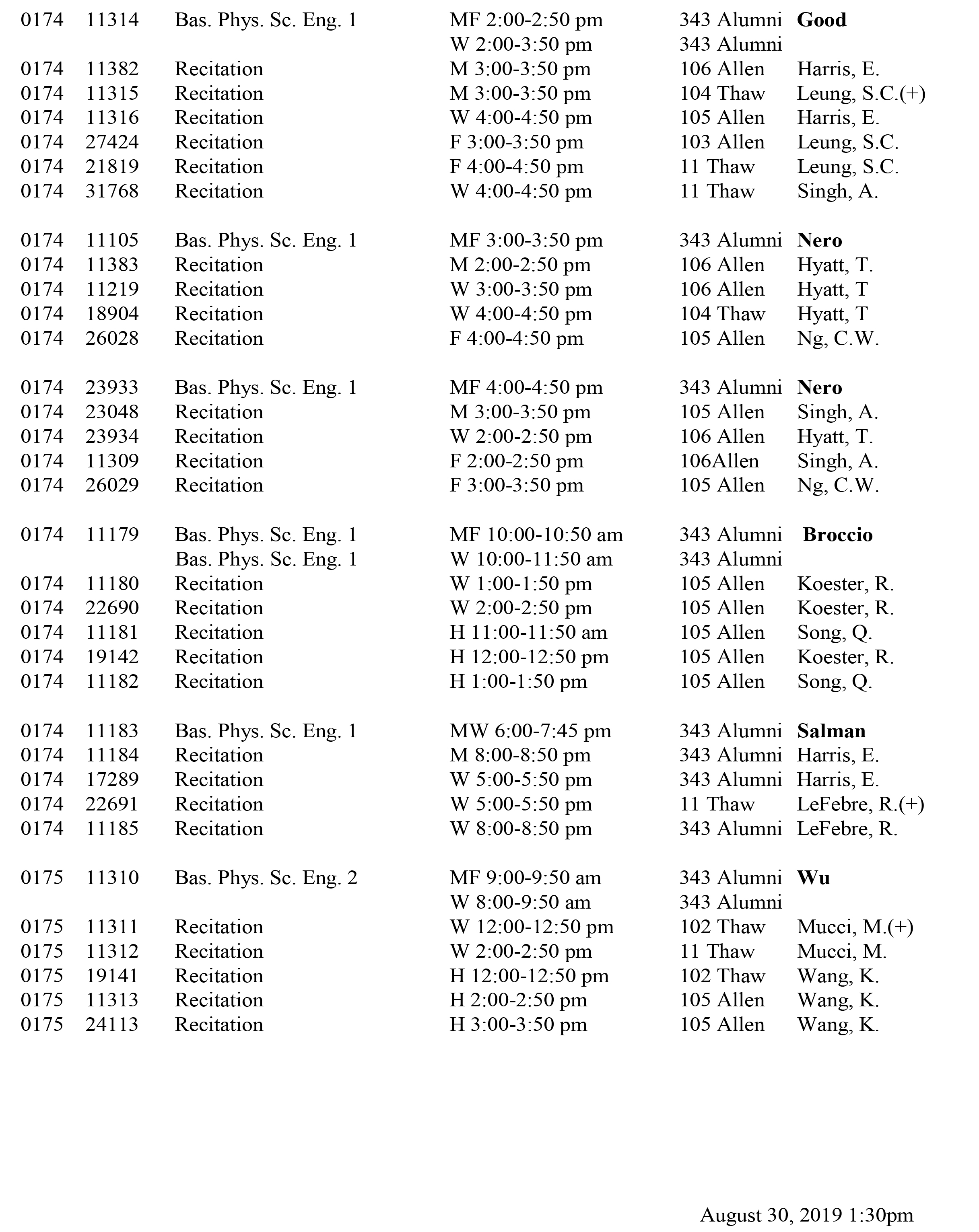 Uta Finals Schedule Spring 2022 Class Schedule Spring 2020 | Physics & Astronomy | University Of Pittsburgh